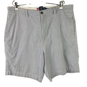 Chaps Seersucker Mens Size 38 Blue Striped Shorts Casual 100% Cotton
